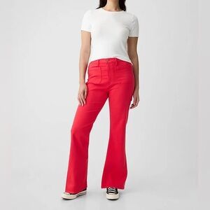 GAP Bright Red High-Rise '70s Flare Jeans
